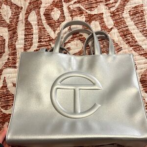 Telfar Metallic Silver Tote Bag